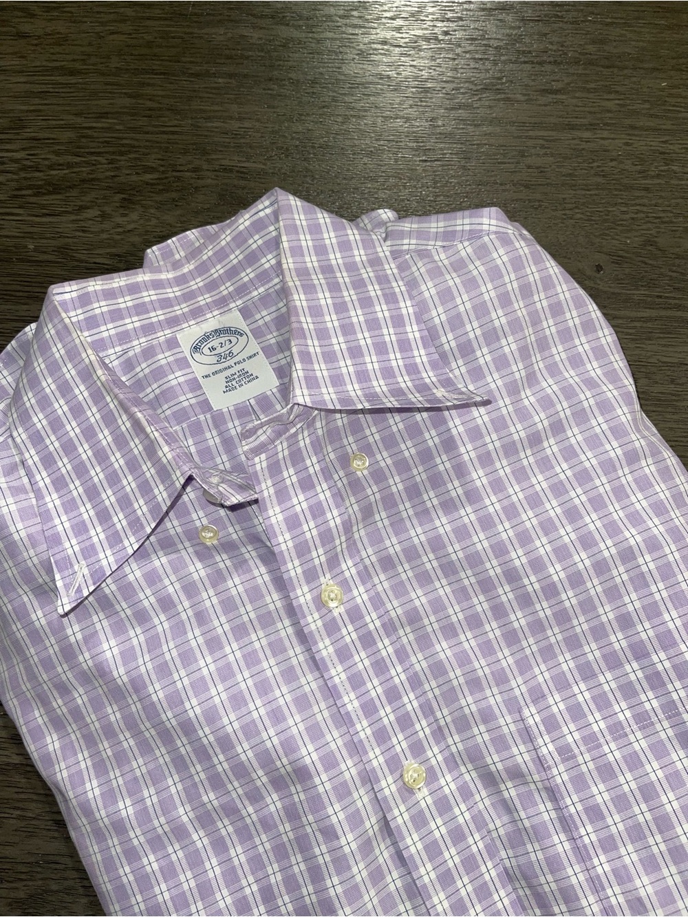 Brooks Brothers Men’s 16 2/3 “346” Classic Lavender Plaid Men's Dress Shirt